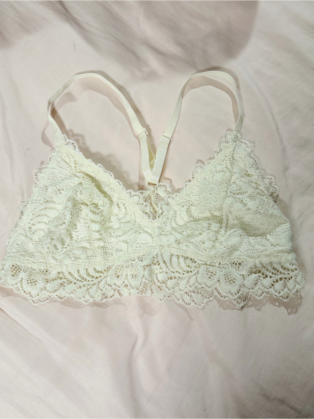 Cream Floral Lace Wireless Bralette